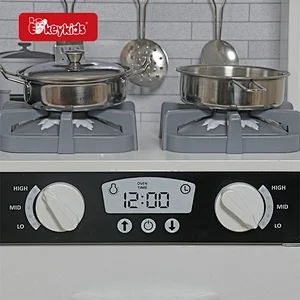 Realistic Oven Design Kids Pretend Play Wooden Kitchen Toy Set with Light Sound W10C529G